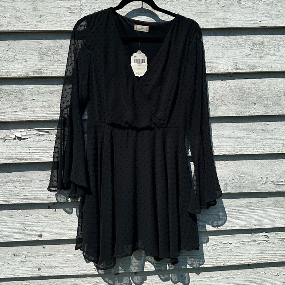 Altar'd State Dresses & Skirts - Altar’d State  Black Mini Dress NWT long trumpet sleeve goth witchy core